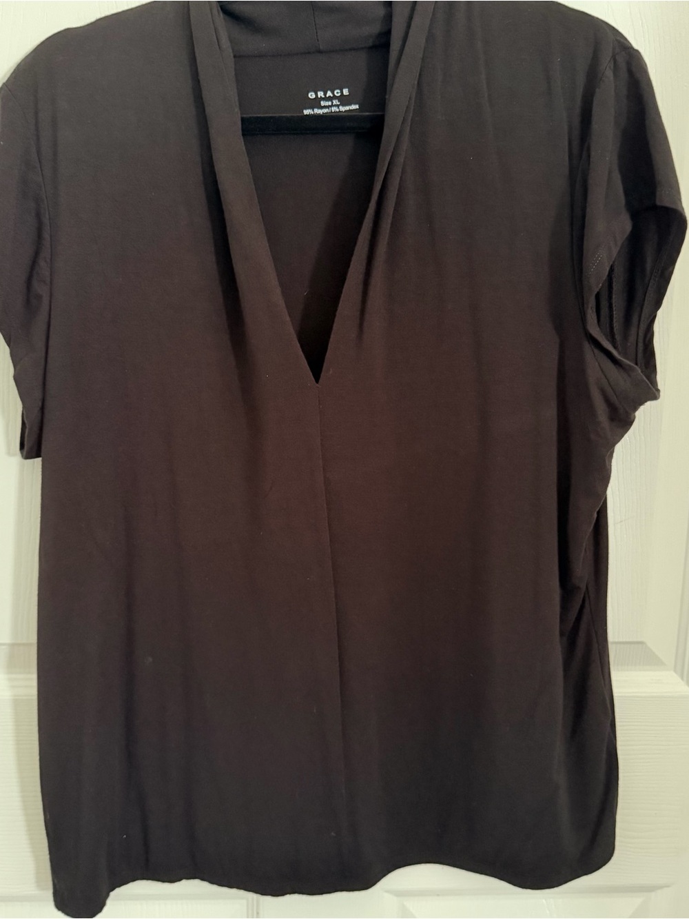 Grace Black V-Neck Short Sleeve Tee